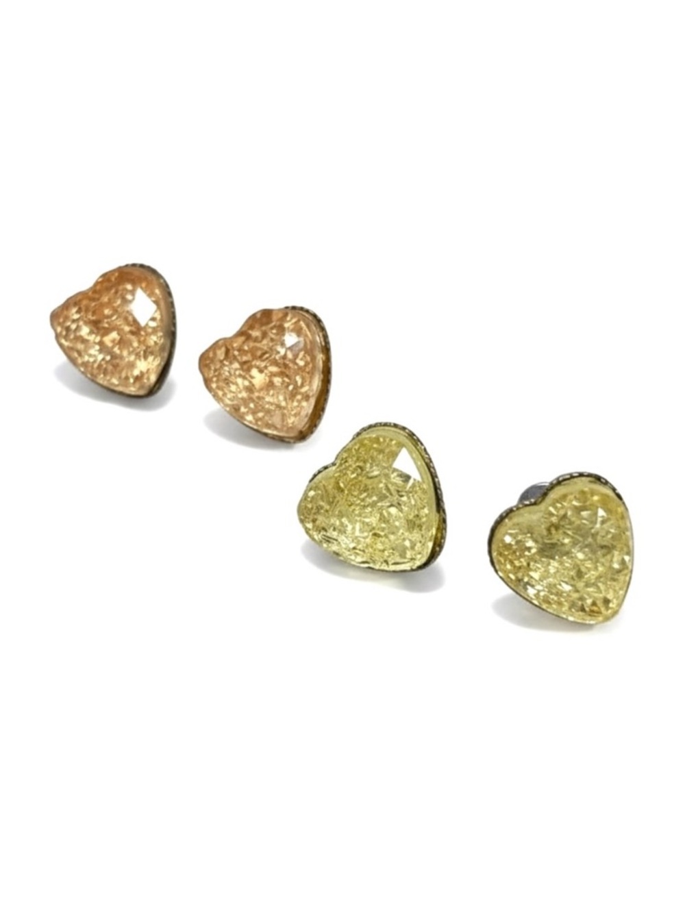 Set of 2 Rock Candy Geode Heart Earrings